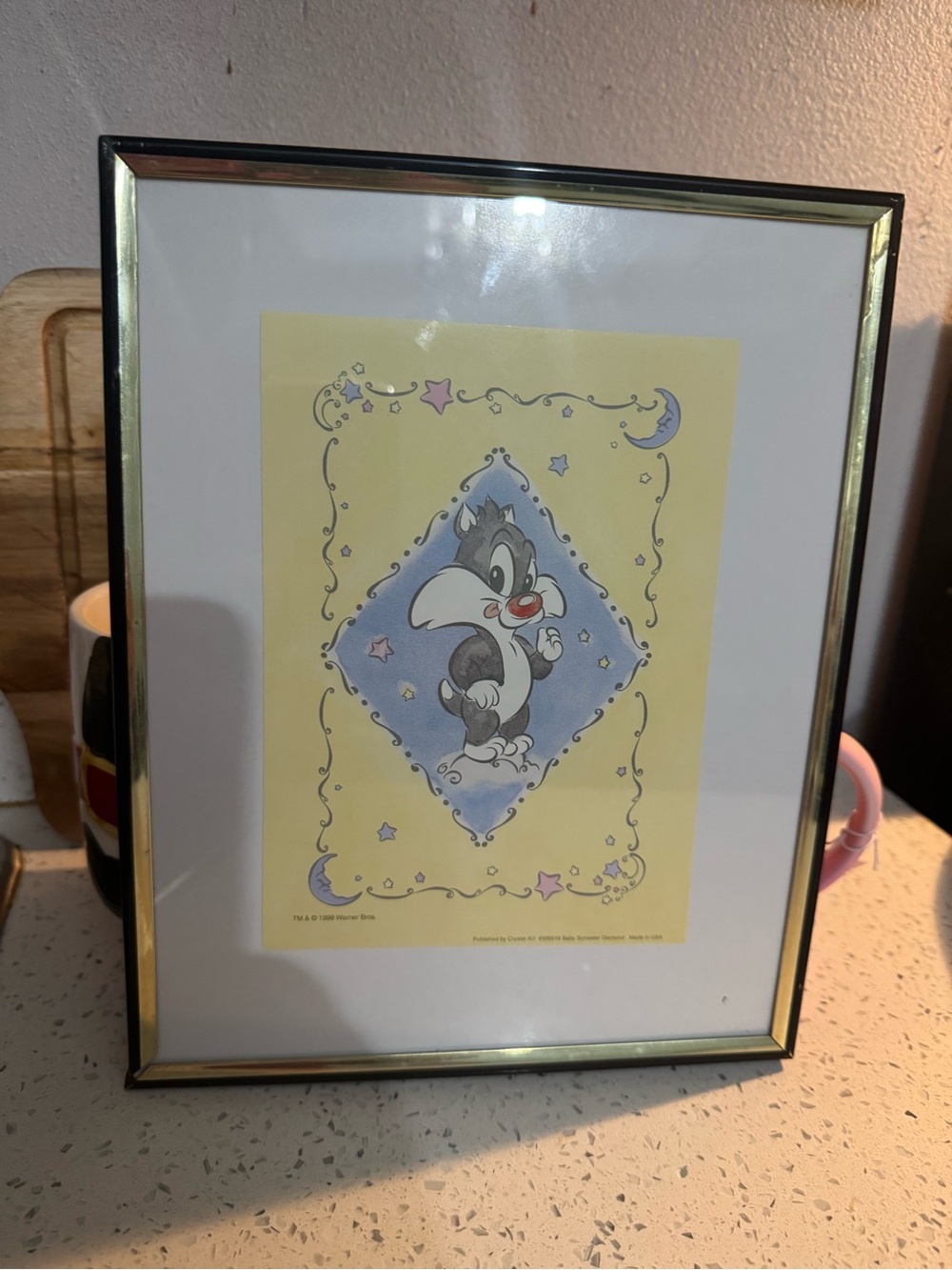 Framed Cartoon Skunk Wall Art - Yellow & Blue